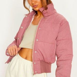 pretty little thing pink cropped puffer